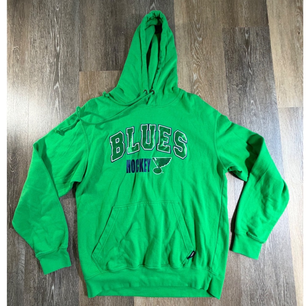 CI Sport St. Louis Blues Hockey Hoodie Mens Medium Green Embroidered Pullover